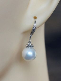 Peora - Pearl Silver Plated White Drop Earrings