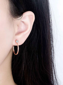 Peora - Gold Plated White American Diamond Hoop Earrings