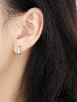 Peora - Silver Plated Crystal Hoop Earrings