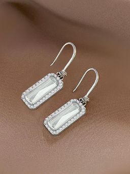 Peora - Cubic Zirconia Silver Plated White Drop Earrings