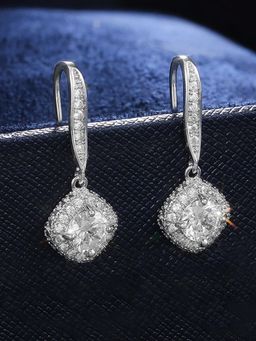 Peora - Cubic Zirconia & Crystal Silver Plated White Fancy Drop Earrings