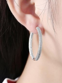 Peora - Rose Gold Plated with Diamond Cut CZ Large Hoop Earrings