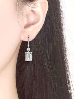 Peora - American Diamond Silver Plated White Drop Earrings