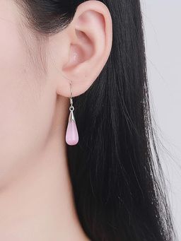 Peora - Silver Plated Pink Pearl Drop Earrings