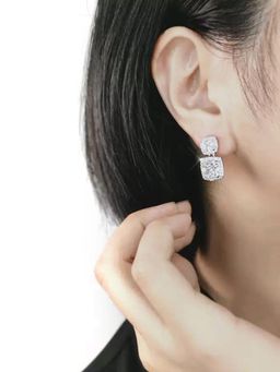 Peora - Silver Plated White Cubic Zirconia & Crystal Drop Earrings