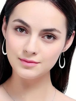 Peora - Silver Plated Fancy Hoop Earrings