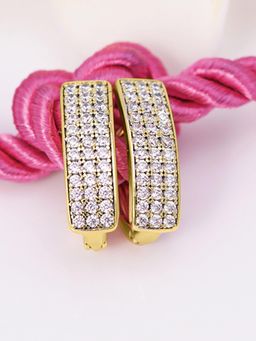 Peora - Gold Plated White Cubic Zirconia Huggie Hoop Earrings
