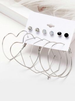 Peora - Silver Plated Multi-Color Combo Geometrical Earrings (Pack of 6)