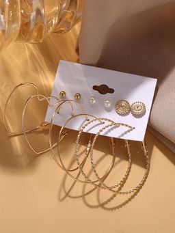 Peora - Gold Plated Big Fashion Hoop & Stud Earrings (Pack of 6)