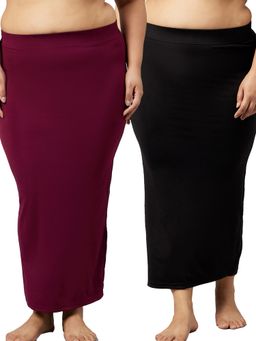 Secrets By ZeroKaata - Women Plus Size Solid Seamless Saree Petticoat (Pack of 2)