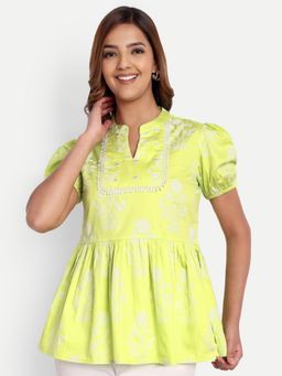 Gahan - Womens Fashion Ethnic Mirror Work Green Kurti