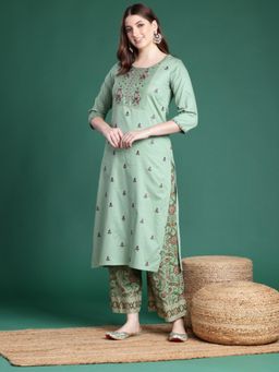 Gahan - Womens Floral Embroidered Gotta Patti Kurta & Palazzo
