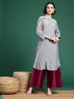 Gahan - Womens Floral Embroidered Beads & Stones Kurta with Palazzo
