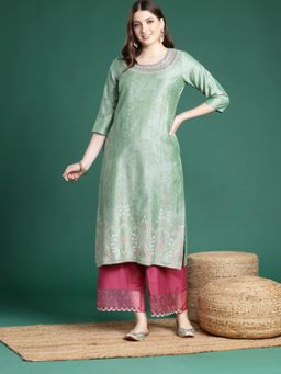 Gahan - Womens Paisley Printed Sequinned Kurta with Palazzo