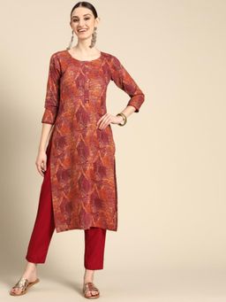Gahan - Womens Maroon Printed Kurta with Pant