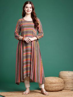 Gahan - Womens Multi-Color Ethnic Motifs Printed Kurta