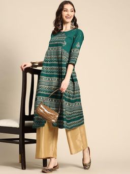 Gahan - Womens Printed Round Neck Three Sleeves Kurta
