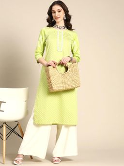 Gahan - Womens Round Neck Chikankari Kurta