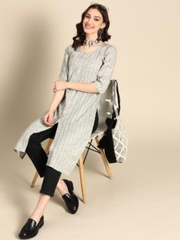 Gahan - Womens Stripes Thread Work Kurta