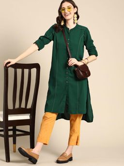 Gahan - Womens Solid Full Sleeves Pathani Kurta