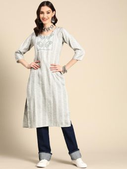 Gahan - Womens Stripes Printed Three Fourth Sleeves Kurta