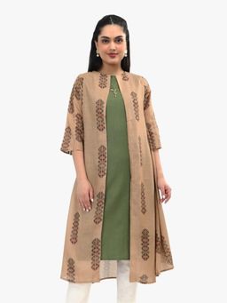 Gahan - Womens Printed Beads and Thread Work Kurta with Inner
