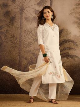 Gahan - Womens Cutwork Embroidered Kurta with Pant & Dupatta