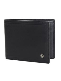 Titan - Solid Leather Bifold Wallet in Color Black