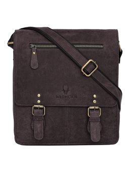 WILDHORN - Classic Genuine Leather Brown Solid Sling Bag for Men