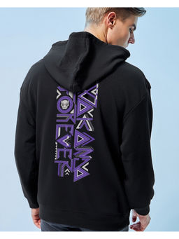 Bewakoof - Official Marvel Black Panther Men's Black Wakanda Forever Graphic Hoodie