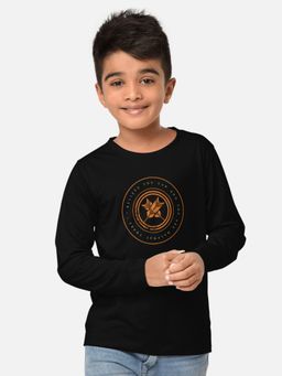 HELLCAT - Trendy Black Graphic Printed Full Sleeves Round Neck T-Shirt