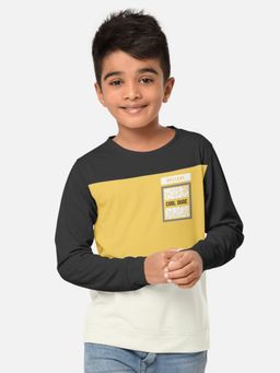 HELLCAT - Trendy Black Colorblock Printed Full Sleeves Round Neck T-Shirt