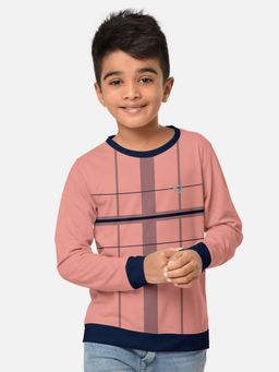 HELLCAT - Trendy Pink Checks Printed Full Sleeves Round Neck T-Shirt