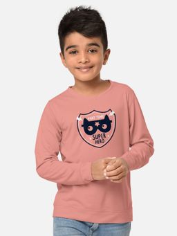 HELLCAT - Trendy Pink Graphic Printed Full Sleeves Round Neck T-Shirt
