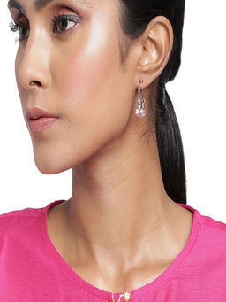 Accessher - Silver Plated Baby Pink Hoops Earrings For Women And Girls