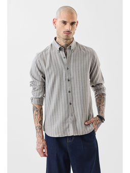 Snitch - Grey Stripes Full Sleeves Regular Fit Casual Shirt