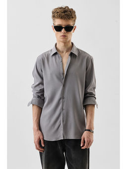 Snitch - Grey Textured Full Sleeves Slim Casual Shirt