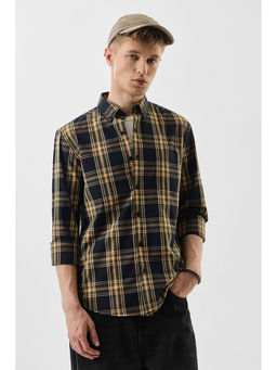 Snitch - Dark Navy Blue Checks Regular Fit Casual Shirt