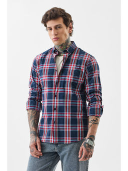 Snitch - Dark Blue Checks Regular Fit Casual Shirt