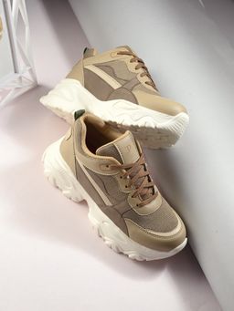 EL PASO - Beige Synthetic Casual Women Sneakers