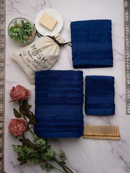 Mush - 550 Gsm Towel Set Of 3 - Navy Blue