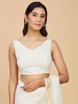 Fabindia - Off White Cotton Silk Woven Blouse (Free Size)