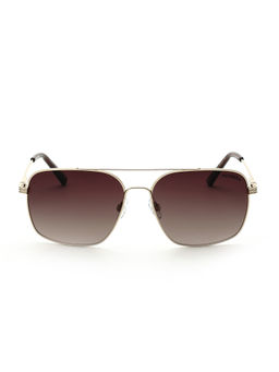 Tommy Hilfiger - Brown Lens Square UV Protected Sunglass Full Rim Gold Frame With Gradient