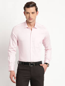 Turtle - Men Cotton Slim Fit Light Pink Checks Full Sleeve Formal Shirt