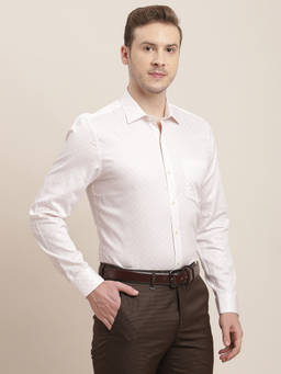Turtle - Men Cotton Slim Fit Beige Digital Print Full Sleeve Formal Shirt