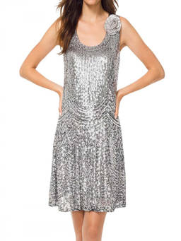 Michael Kors - Silver Sleeveless Sequined Dress (L)