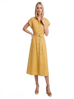 Michael Kors - Yellow Shirt Collar Midi Dress