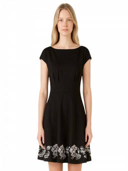 Kate Spade - Black Round Neck Embroidery Mini Dress (XS)