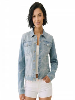 True Religion - Light Blue Shirt Collar Logo Jacket (XXS)