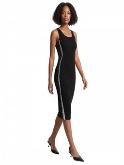 Michael Kors - Black Knit Logo Tape Midi Dress